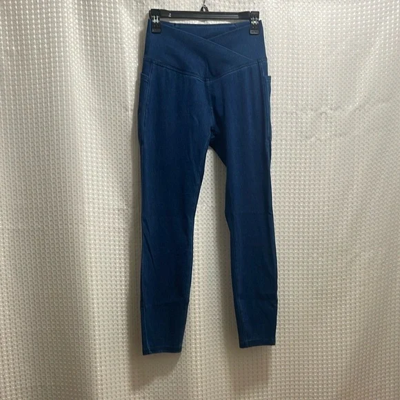 NWT! Halara Womens Flex Crossover Denim Leggings S 7/8 Length High Waist Blue - Picture 7 of 10